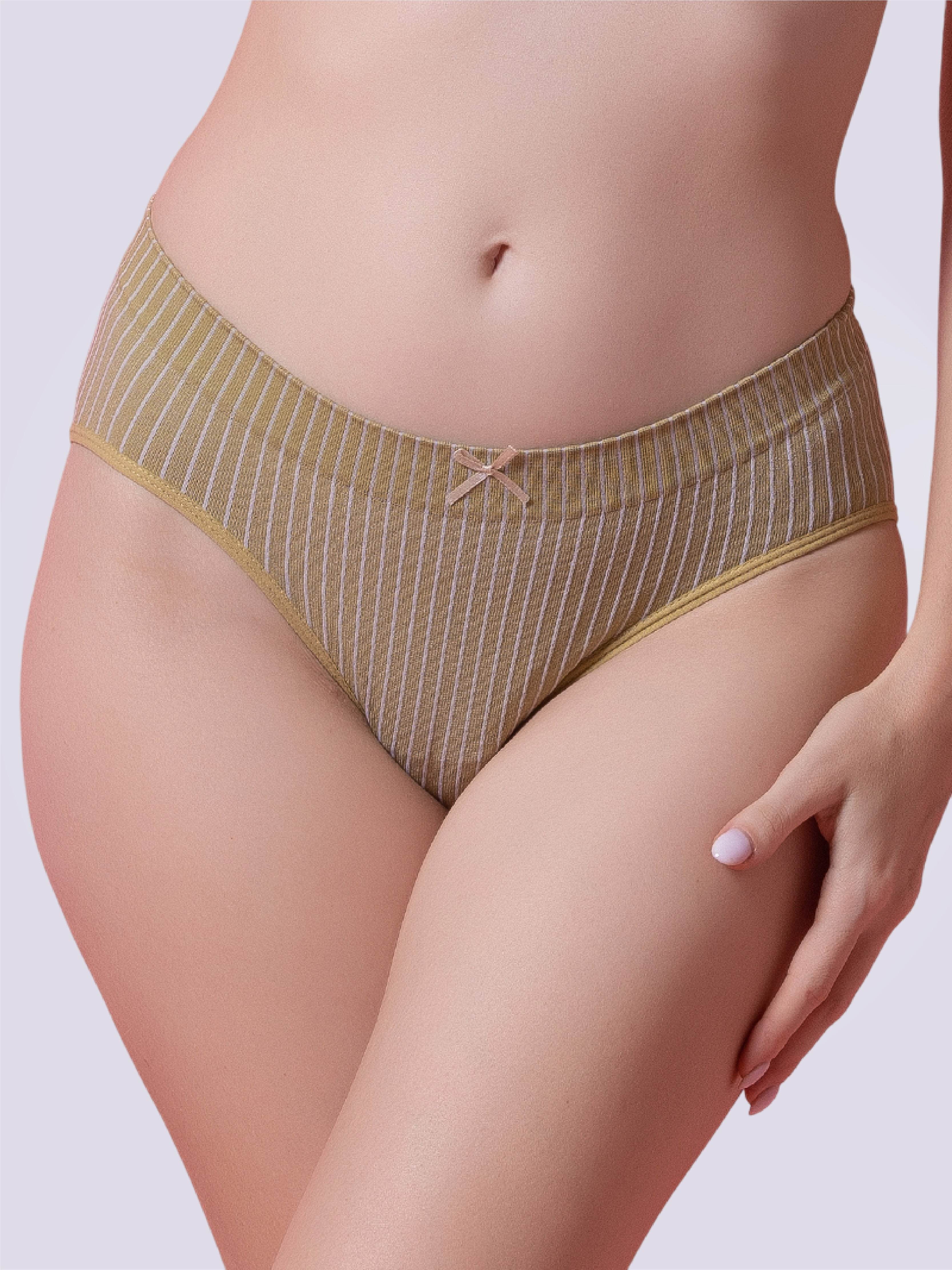 Sultry Stripes Set Of Lightly Padded Bra with Soft Cotton Lycra Panty in Green - Bold And Bae Fashion