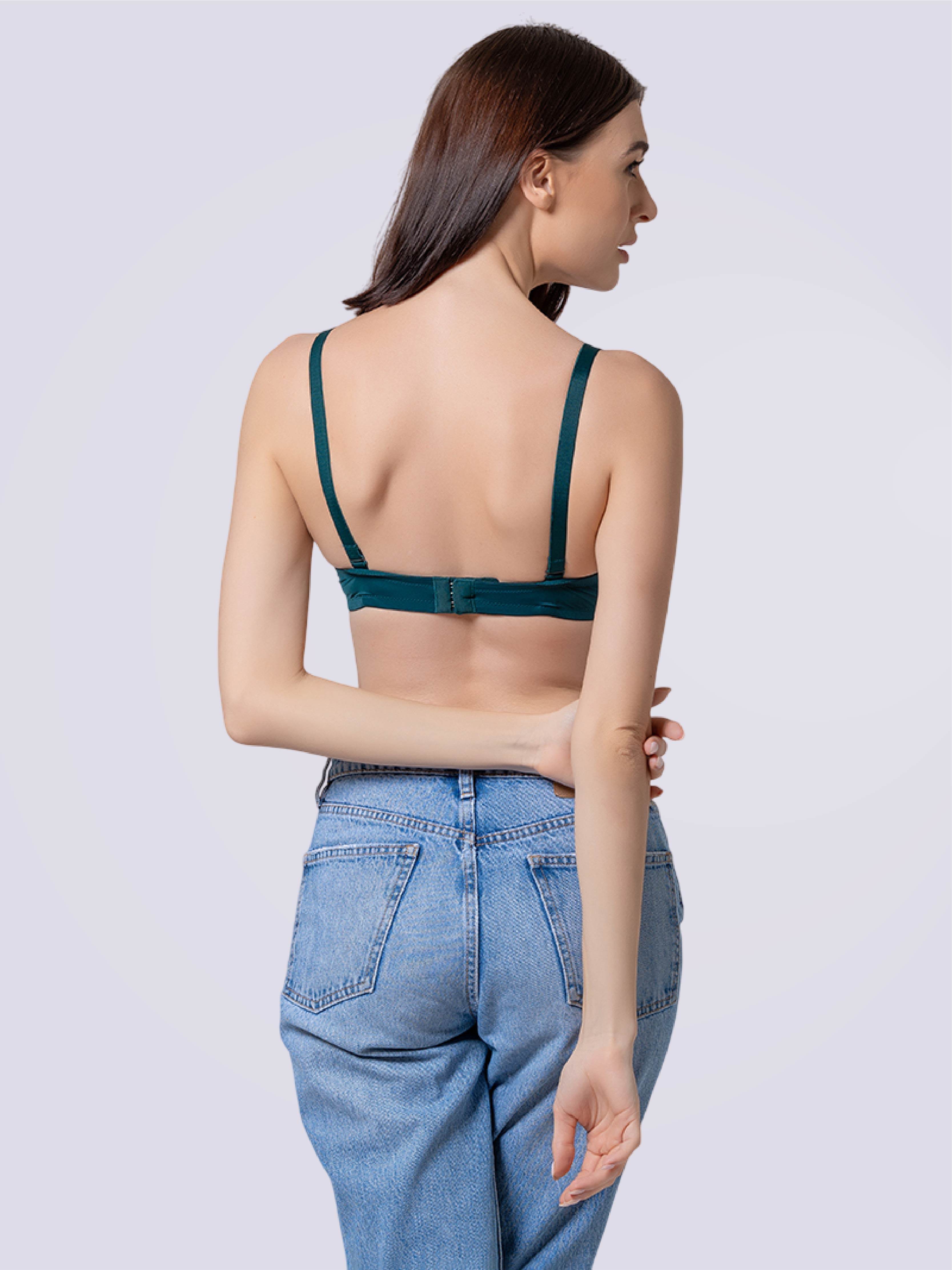 Drop-Dead Soft Lycra Deep Neck Lightly Padded 3/4 Coverage Non- Wire Bra - Bold And Bae Fashion