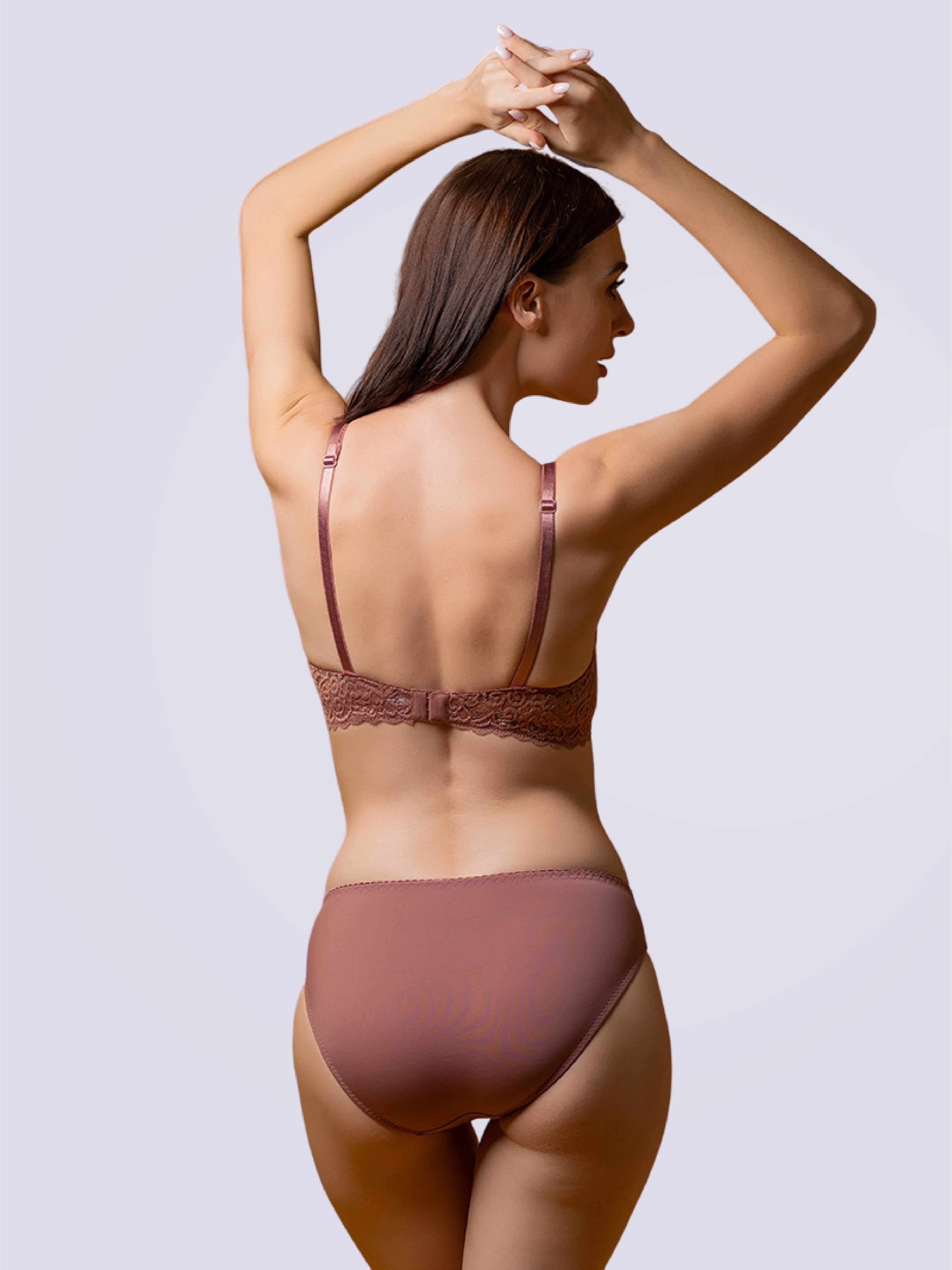 Lacy Lustre Non Padded Full Coverage Bra And Panty Set in Mauve - Bold And Bae Fashion