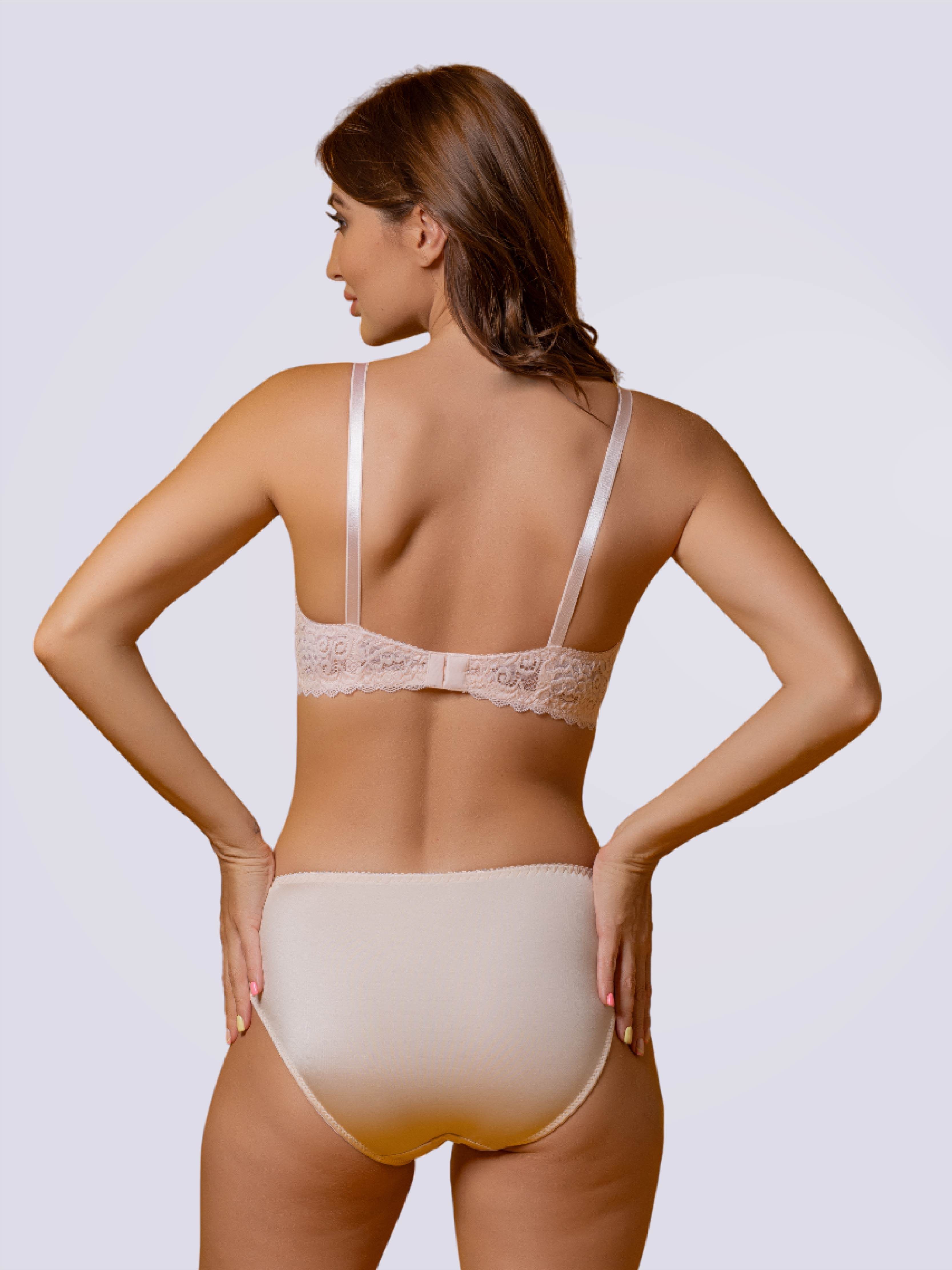 Lacy Lustre Non Padded Full Coverage Bra And Panty Set in Skin - Bold And Bae Fashion