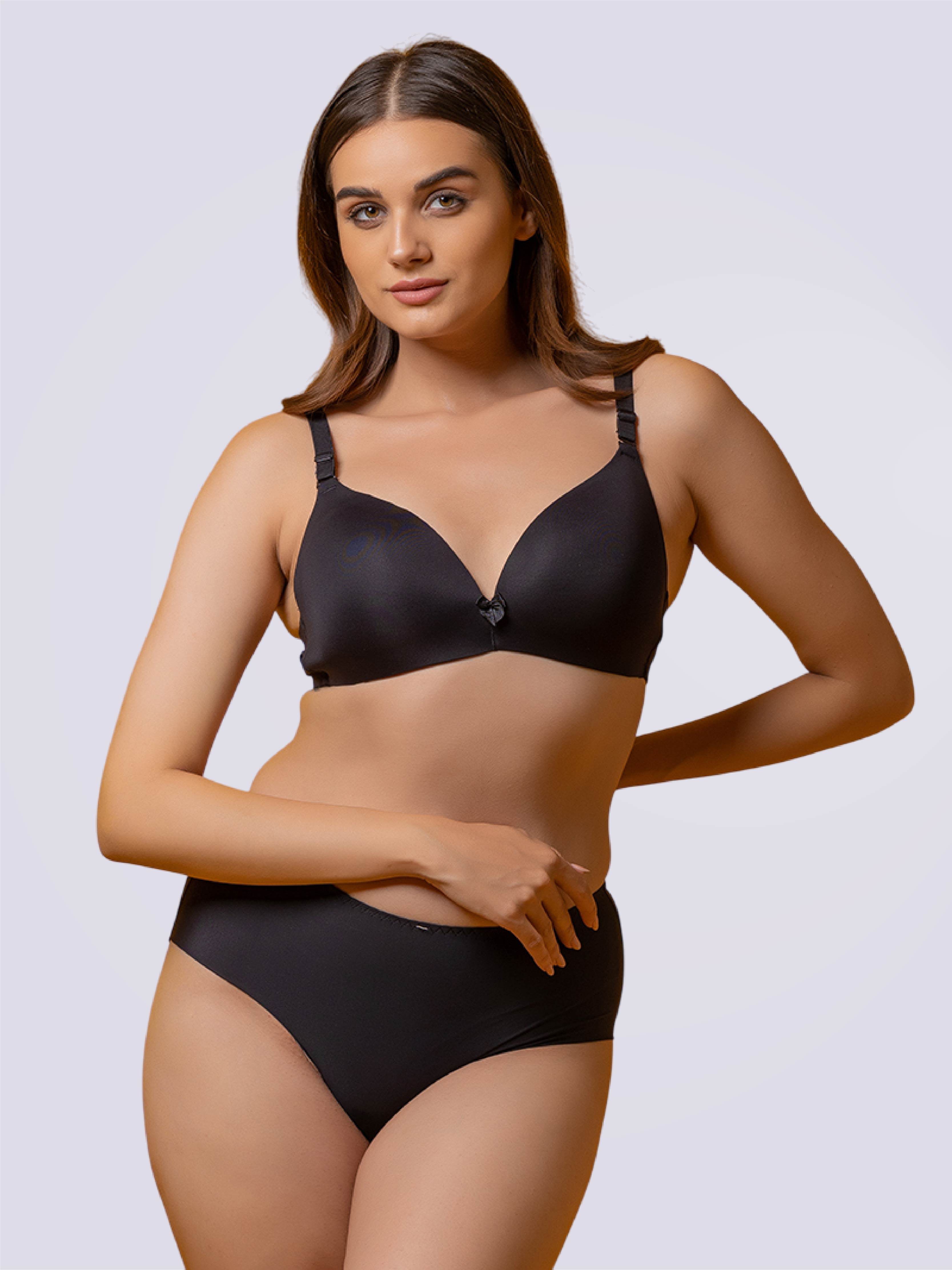 Drop-Dead Soft Lycra Deep Neck Lightly Padded 3/4 Coverage Non- Wire Bra - Bold And Bae Fashion