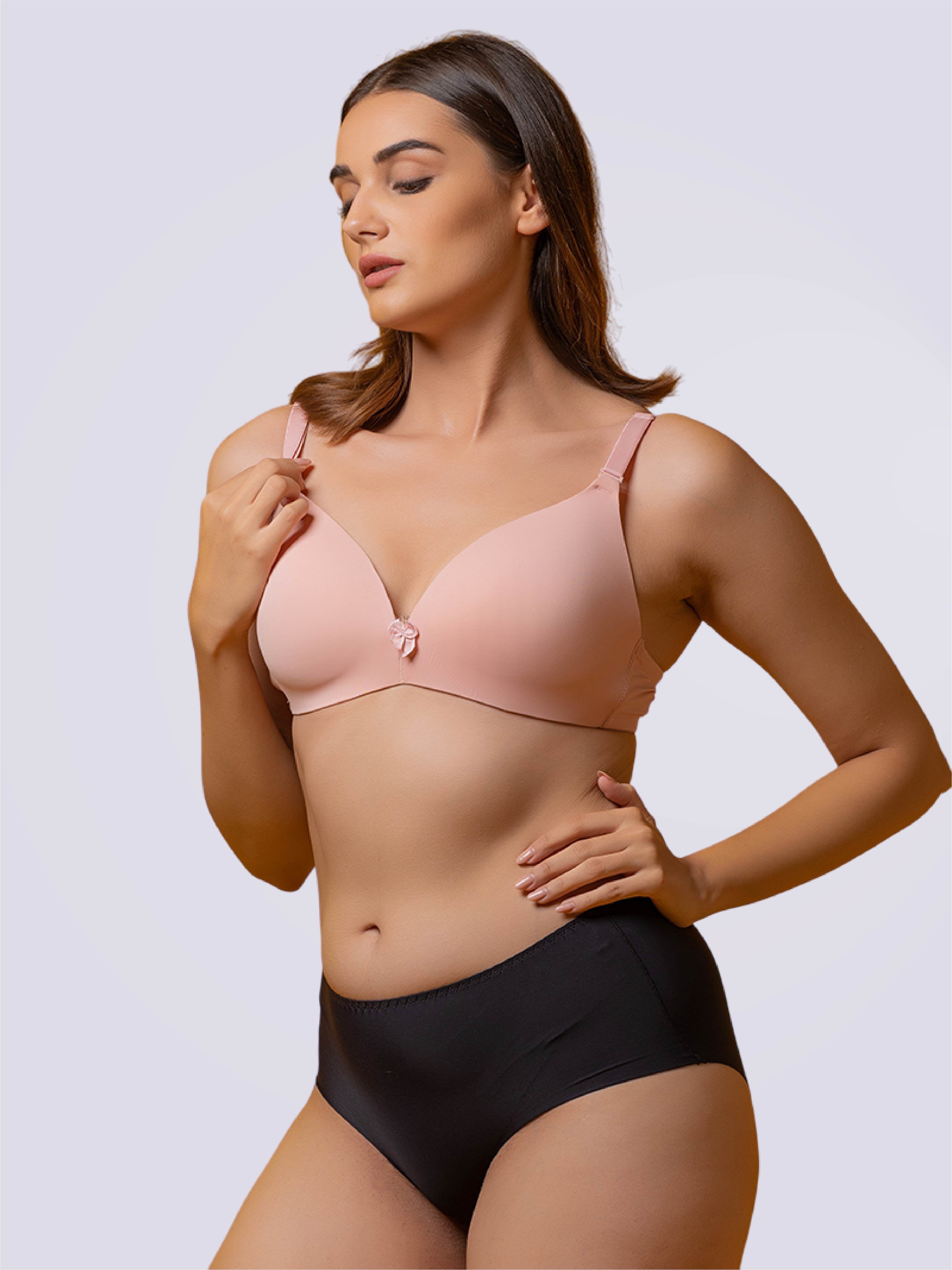 Drop-Dead Soft Lycra Deep Neck Lightly Padded 3/4 Coverage Non- Wire Bra - Bold And Bae Fashion