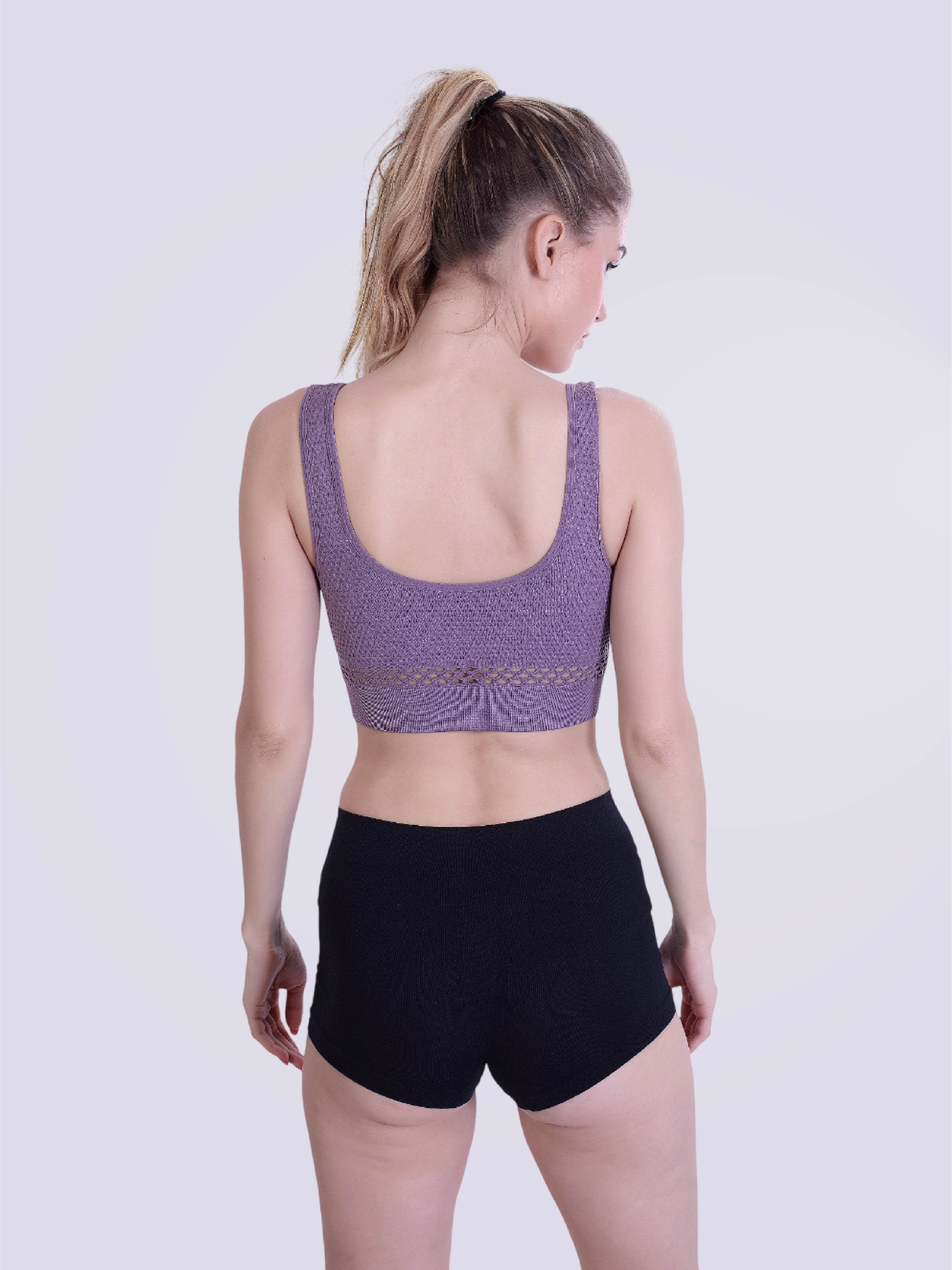 Mesh Marvel Full Coverage Padded Bra In Purple - Bold And Bae Fashion