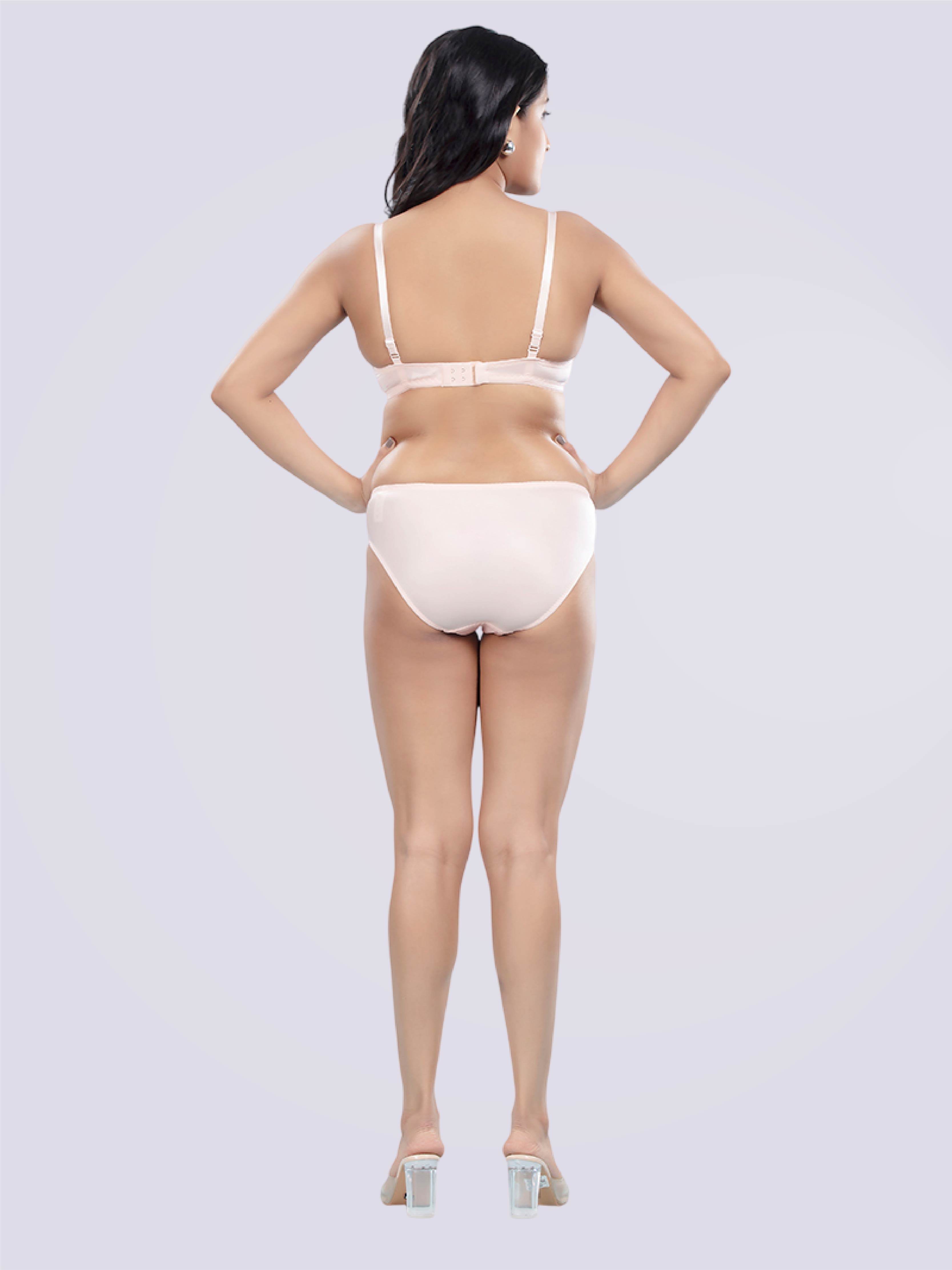 Pretty Netted Padded Bra And Panty In Peach - Bold And Bae Fashion