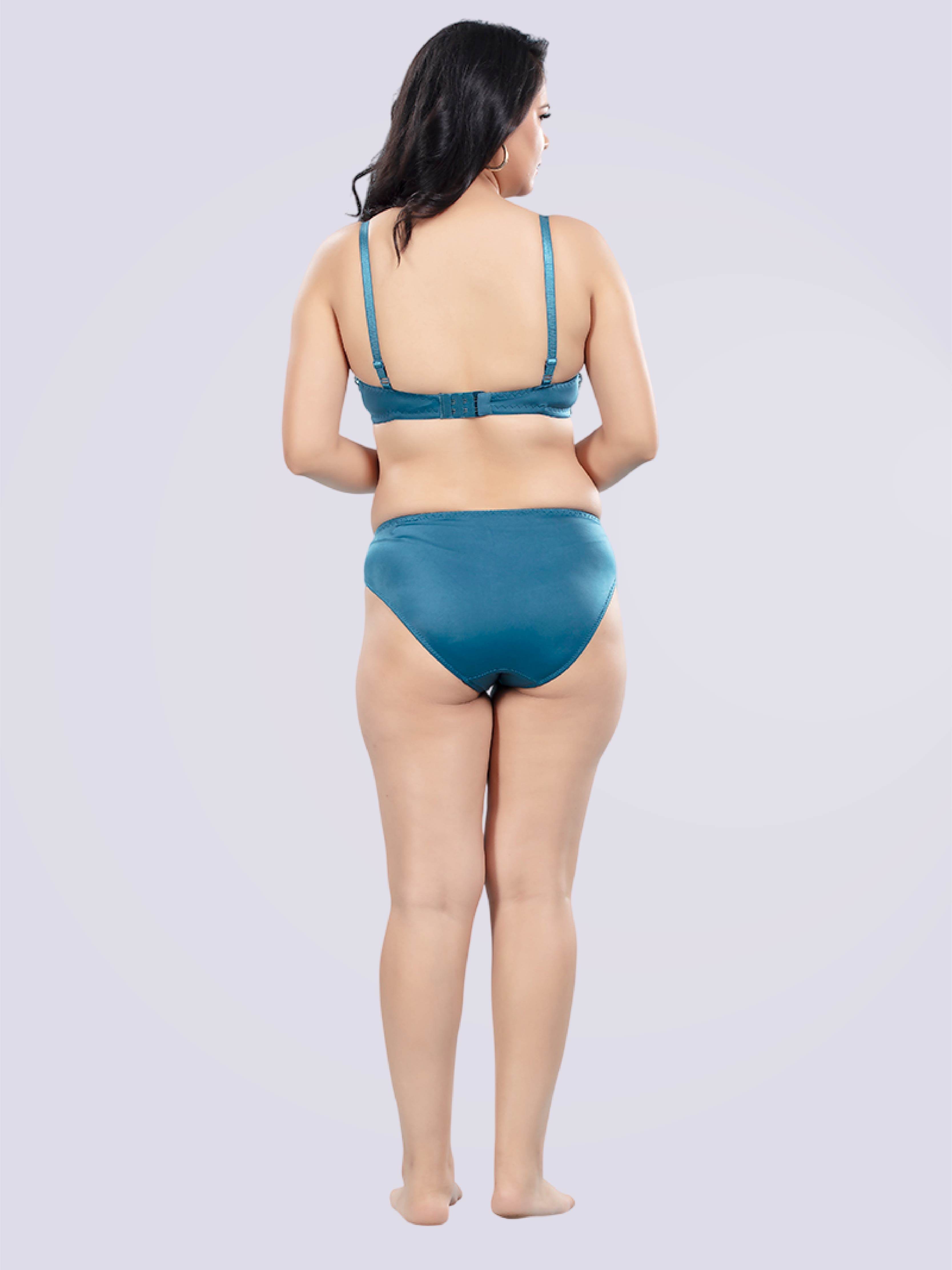 Pretty Netted Padded Bra And Panty In Blue - Bold And Bae Fashion