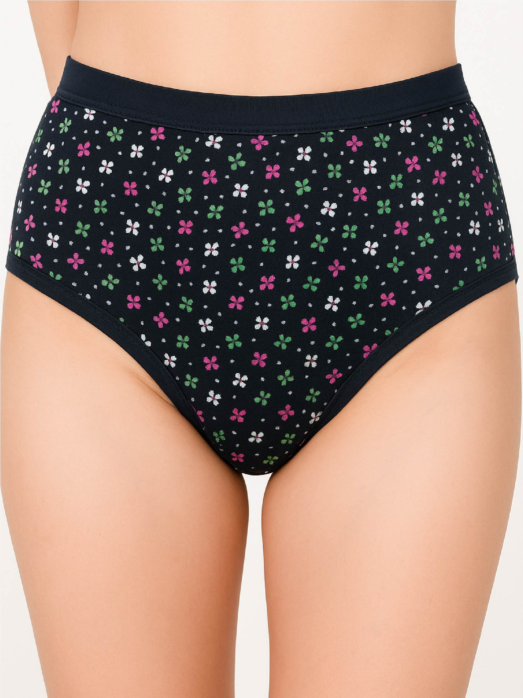 Floral-patterned underwear on a plain background