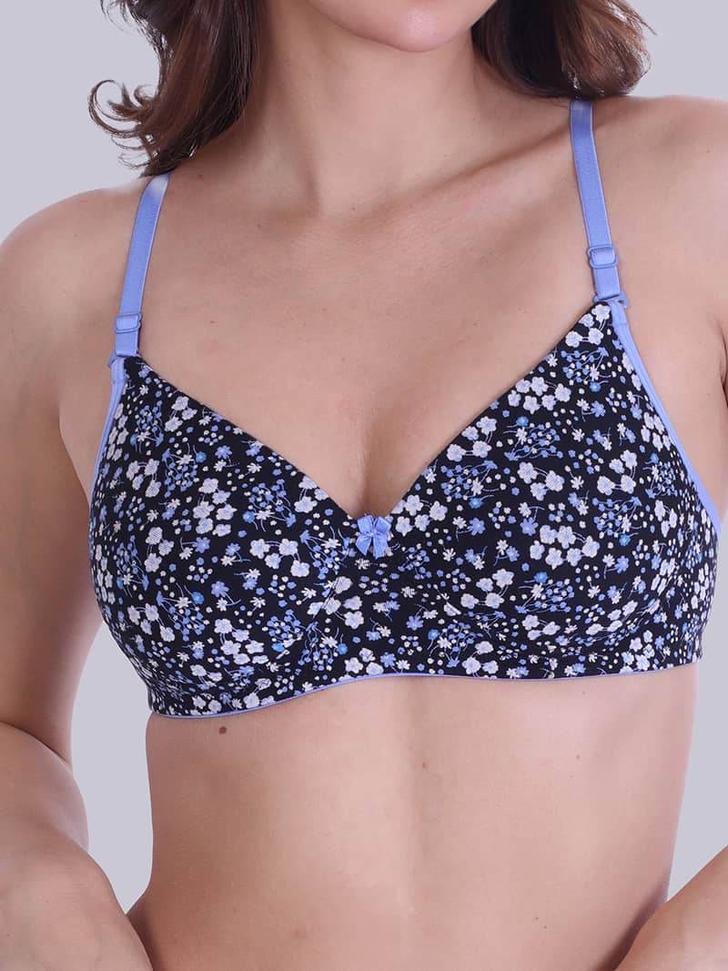 Print Perfection Padded Full Coverage Bra And Panty Set In Blue - Bold And Bae Fashion