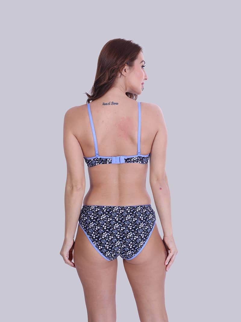 Print Perfection Padded Full Coverage Bra And Panty Set In Blue - Bold And Bae Fashion