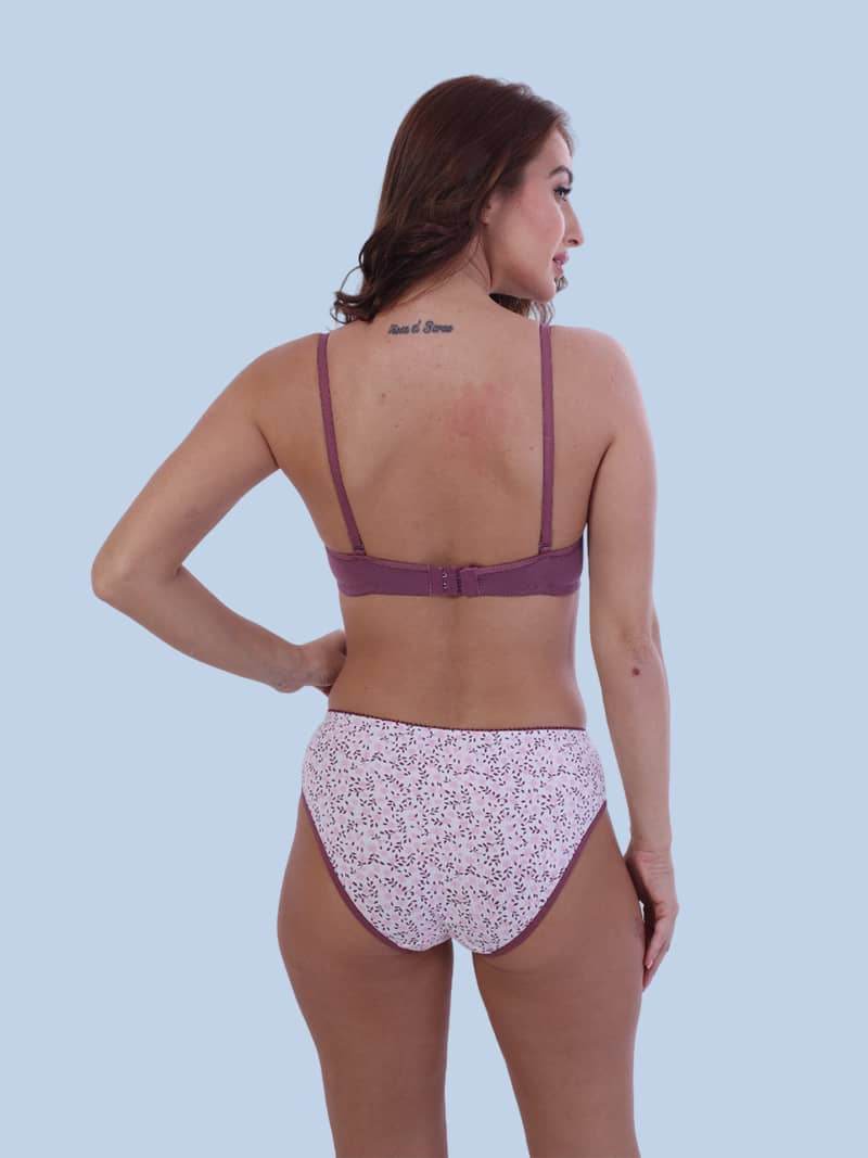 Print Perfection Padded Full Coverage Bra And Panty Set In Purple - Bold And Bae Fashion