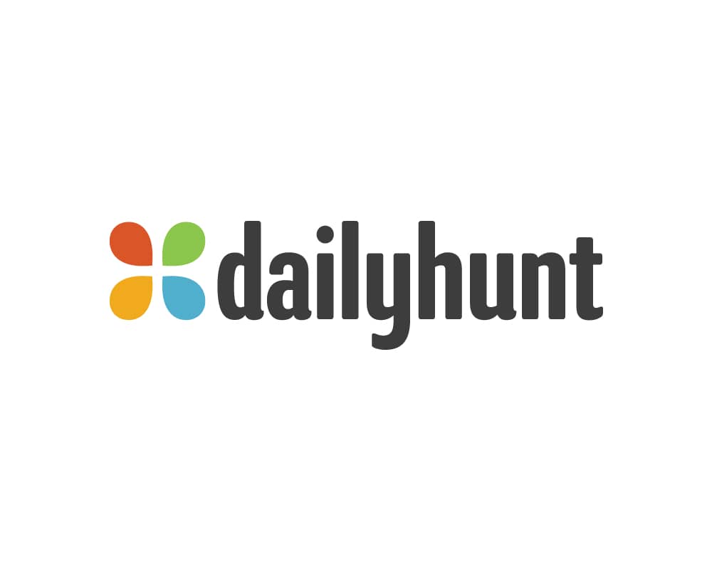 Dailyhunt logo with colorful dots on a white background