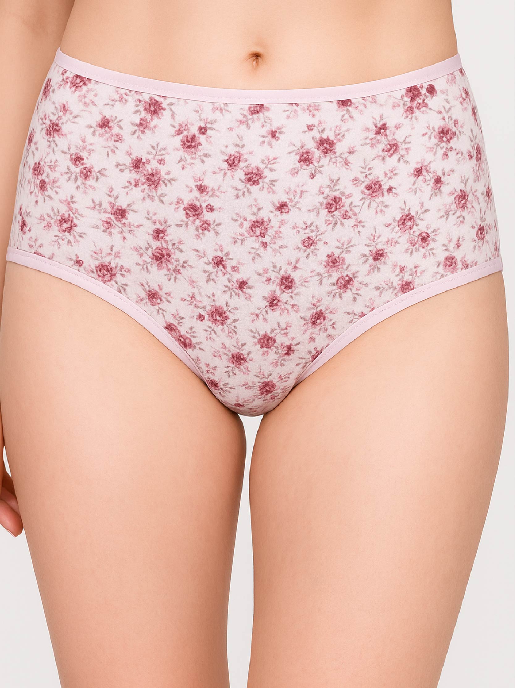 Floral-patterned underwear on a plain background