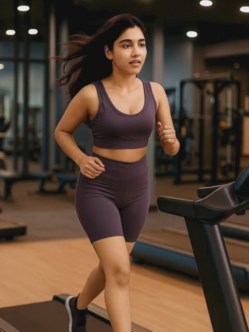Women workjing out in purple gym wear