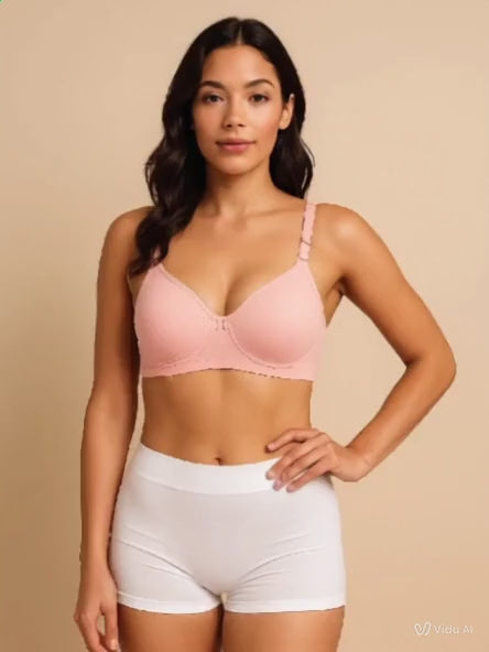 Women in peach bra